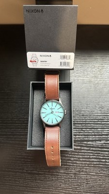 Nixon  The Sentry  Custom Men s Watch Leather Band Tiffany Face