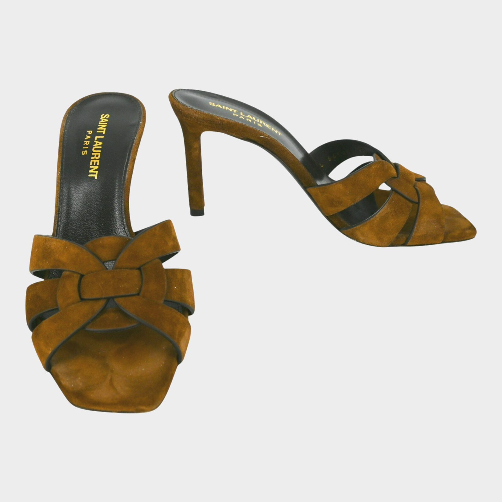 Mules omaggio Saint Laurent in camoscio marrone taglia 36