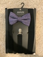 Alfani Purple Bow Tie and Black Suspenders NWT MSRP 65