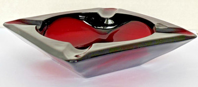 Vintage Anchor Hocking Royal Ruby Red Glass Ashtray Royal Square  6  