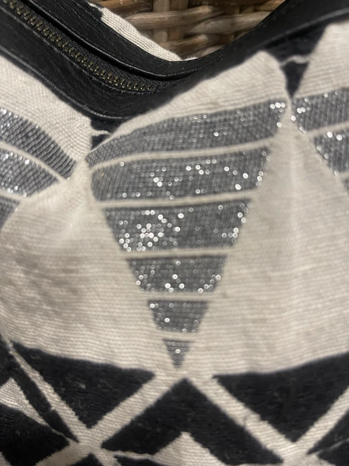 American Eagle Black White Tote bag Faux Leather Casual Chic Vintage Inspired - Image 3 of 4