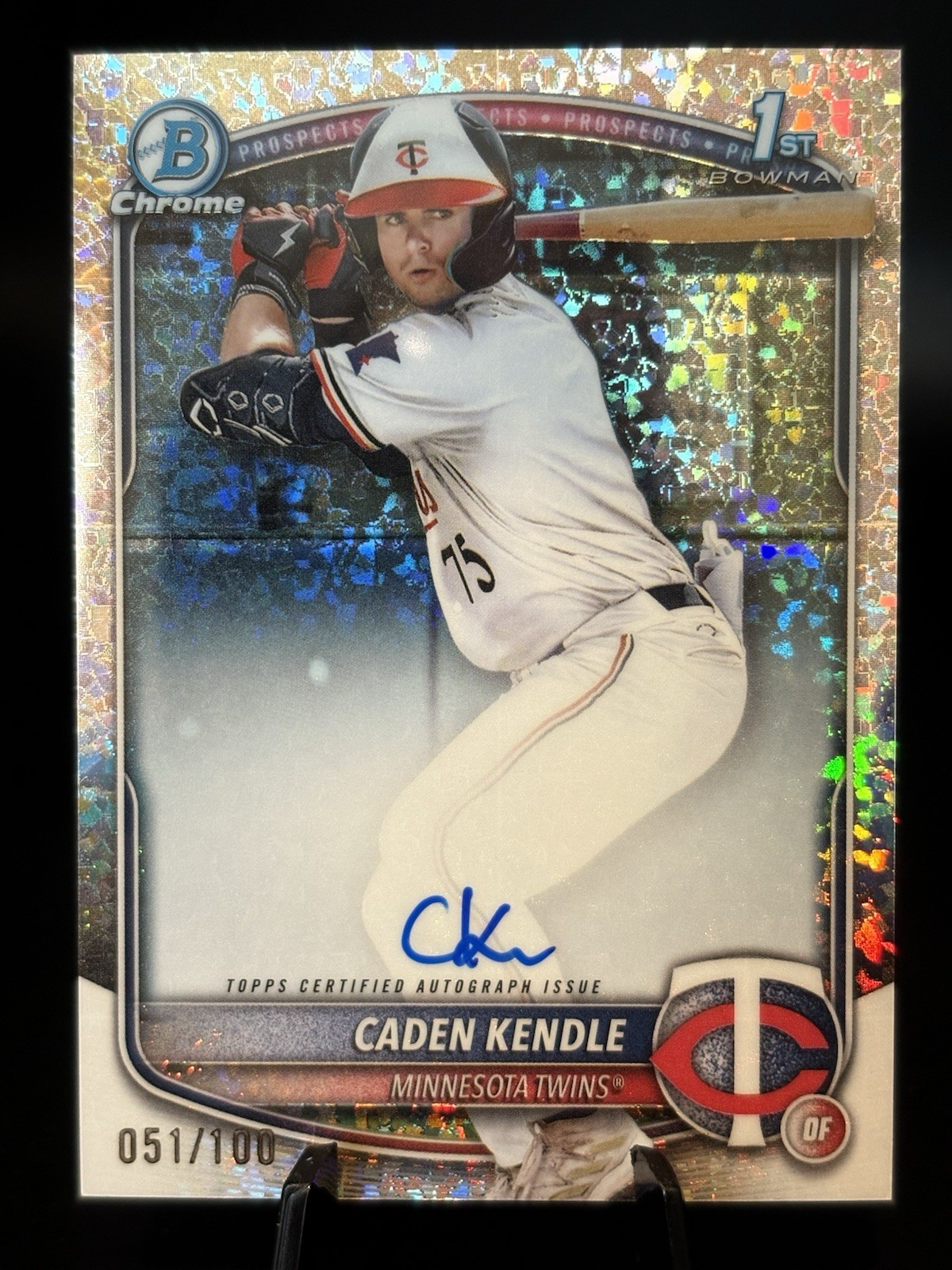 2025 Bowman Chrome #CPA-CKE Caden Kendle 1st Bowman Auto Mini Diamonds /100
