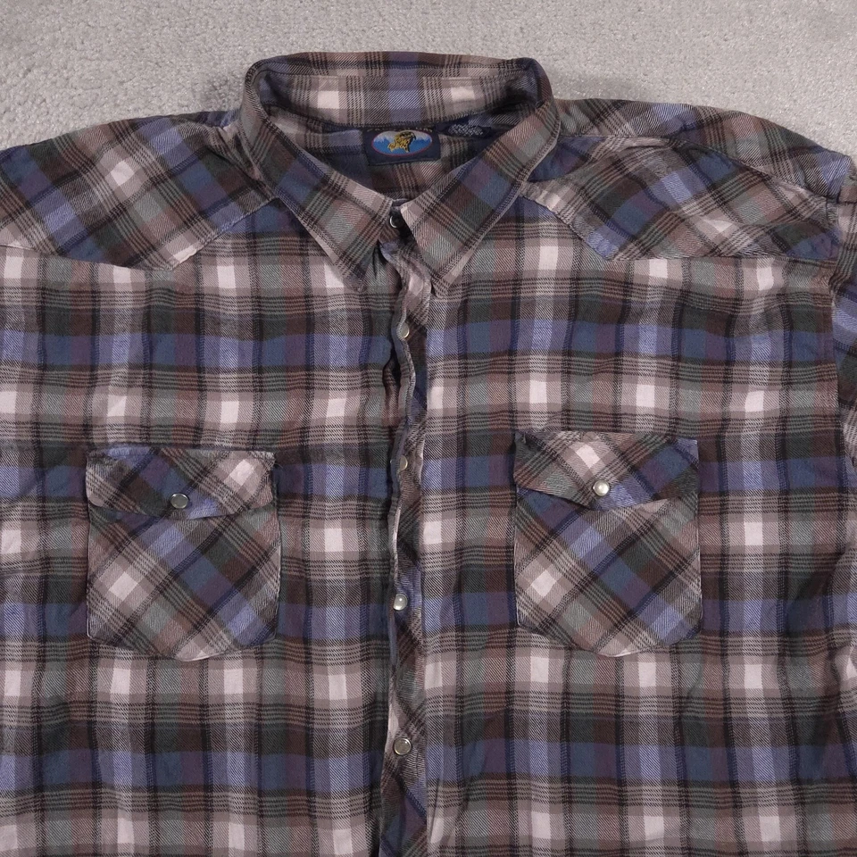 Falcon Bay Shirt Mens 3XL Plaid Western Pearl Snap Long Sleeve Cowboy Rodeo - Image 3 of 4