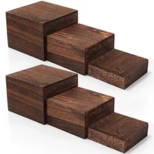 6 Pcs Wood Display Risers Rustic Cupcake Stand Food Risers for Buffet Table W...