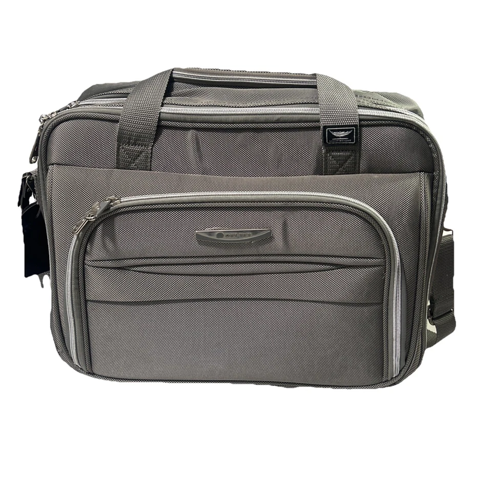 Delsey Lightweight Underseat Wheeled Carry On Tote Bag Gray 3 Compartment Travel - Image 4 of 4