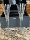 Set Of 2 Vintage WATERFORD WIshes Crystal Champagne Flutes NIB