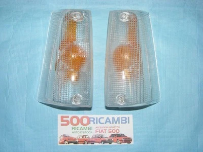 MARCA FIAT PANDA 141 86>03 COPPIA PLASTICHE LENTE BIANCA FRECCIA FANALE ANTERIORE SX+D