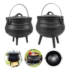 Cast Iron Potjie Stew Pot Heavy Duty Dutch Oven for Campfire & Outdoor Cooking