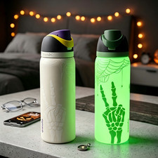 Owala FreeSip 32oz Glow In The Dark Halloween Skeleton Web Water Bottle