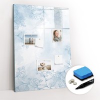Glas Magnettafel Beschreibbar Mit Marker Schwamm Magneten Blumenskizze 70X100 Cm