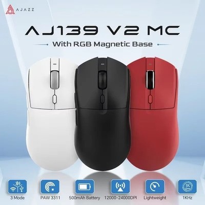 AJAZZ AJ139 V2 Pro Wireless Gaming Mouse PAW3395 Sensor 26000DPI Bluetooth PC Ga