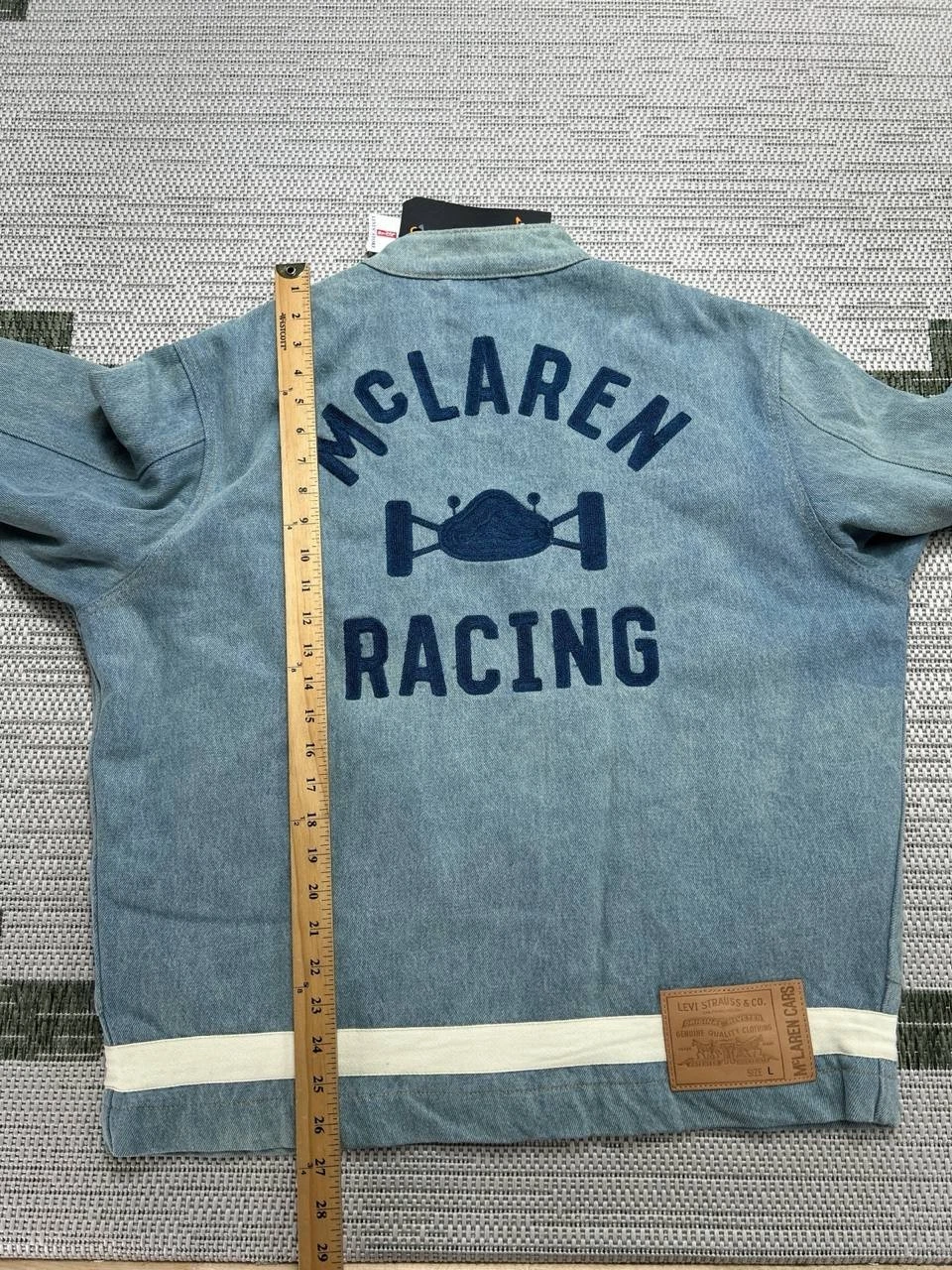 Levi's x McLaren Racing Jacket Mens Large Blue Cotton Denim Full Zip Bomber New image 11
