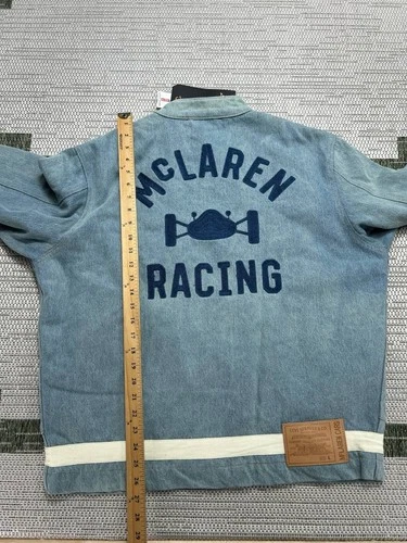 Levi's x McLaren Racing Jacket Mens Large Blue Cotton Denim Full Zip Bomber New image 11
