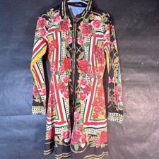 Fashion Nova Baroque Dress Size XS Extra Small Long Sleeve Rococo Floral Black