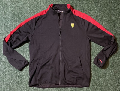 VTG Puma x Ferrari Racing Jacket Full Zip Logo Track Suit Style Red Black RARE