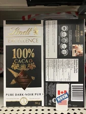 Lindt EXCELLENCE 100% Cacao unsweetened Dark Chocolate Bar, 50 G, Exp:2026DE