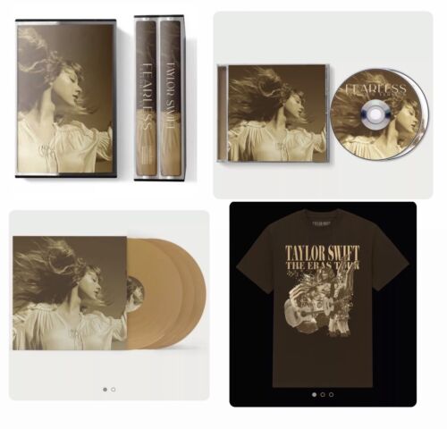 ๐ Taylor Swift FEARLESS ERA T-Shirt (S) CASSETTE CD VINYL BUNDLE CARE PACKAGE