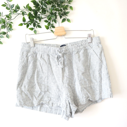 J.Crew Women's Gray White Striped Linen Blend Drawstring Shorts Size M