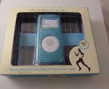 Bling for iPod nano jeweled sporty armband & case blue crystals