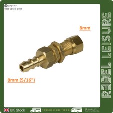 8mm Brass Compression/Fulham Nozzle Bulkhead Fitting Motorhome Caravan Campervan