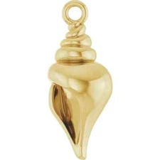 14K - 18K Solid Yellow Gold Tumbled Finish Shell Dangle