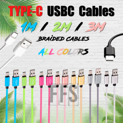 Type C USBC USB Cable Charger 3ft 6ft 10ft Braided Any Device Android Phone Fast