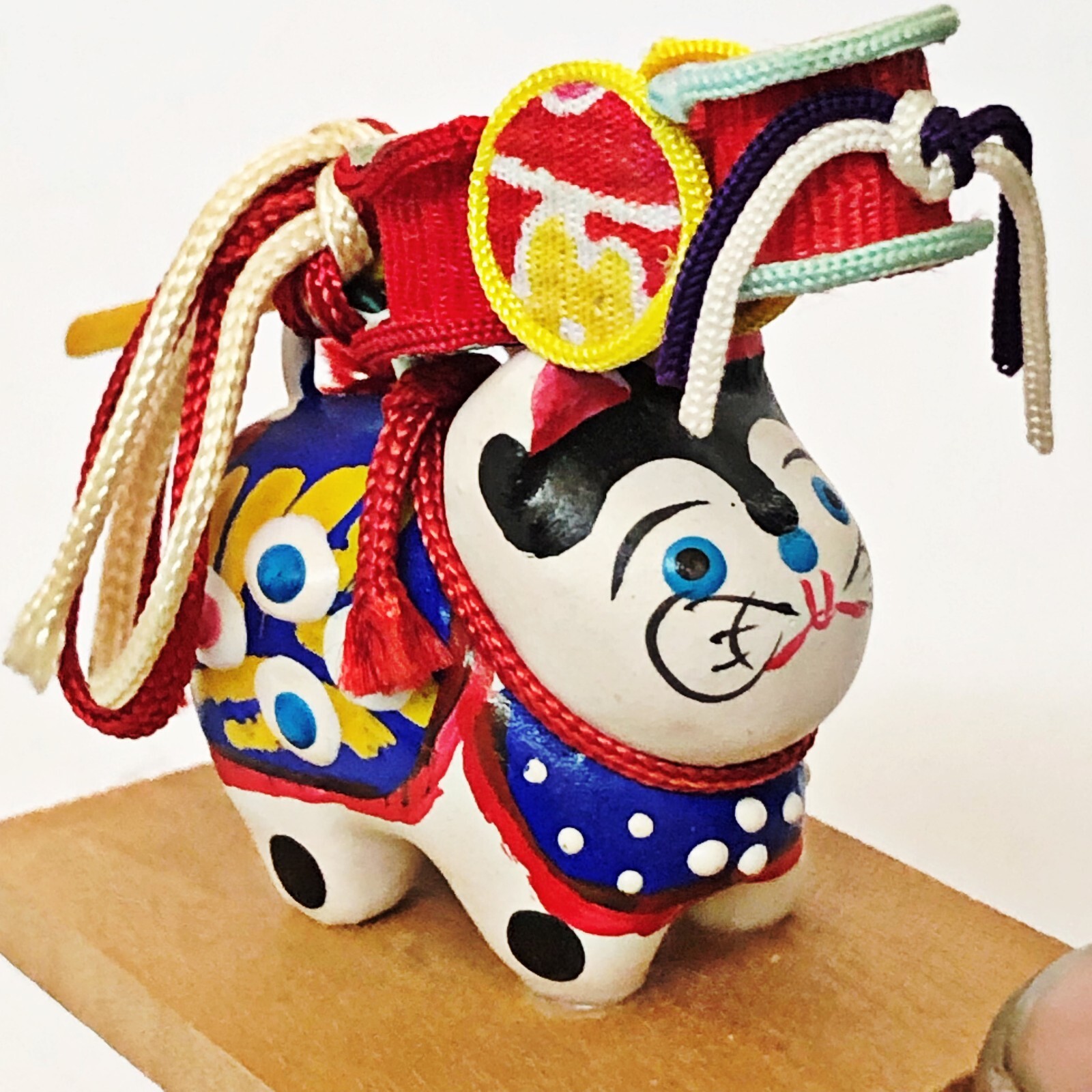 Japanese Hariko Inu Dog Miniature Netsuke Den Den Daiko Drum Talisman Lucky JP