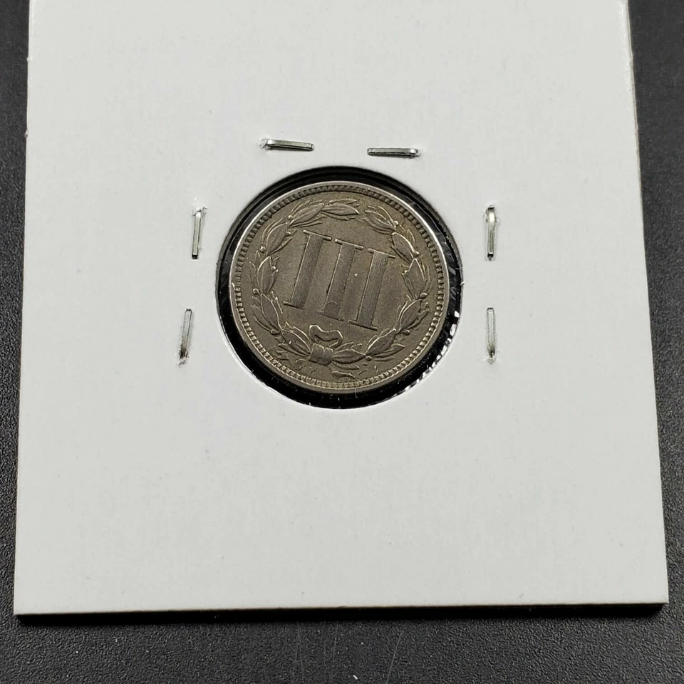 1866 3c Liberty Three Cent Nickel Coin CH XF EF / AU Planchet Lamination Error - Image 3 of 4