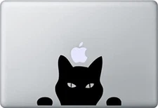 Cat Peeking - BLACK Vinyl Decal - Car Truck Windows laptop notebook Tablet