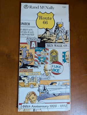 Vintage Rand McNally Route 66 Map / Poster 66th Anniversary 1926 - 1992