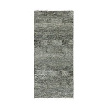 2'6" x 5'10" Dove Gray Hand Knotted Undyed Grass 100% Wool Runner Rug R79707