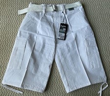 NWT Men's Regal Wear Solid White Belted Cargo Pocket Shorts ALL SIZES 32-42