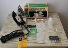 Vintage GE Spray Steam & Dry Travel Iron W/Overseas Adapters F49 Tags Still On