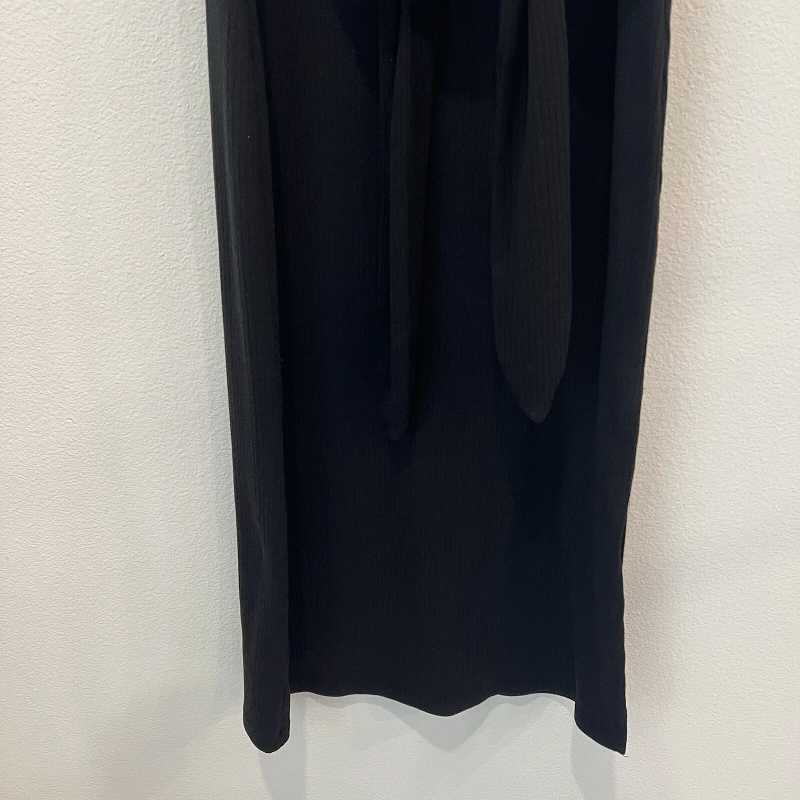 VETEMENTS SOPHIE RUE Ribbed Midi Tie Front Dress In Black Size L