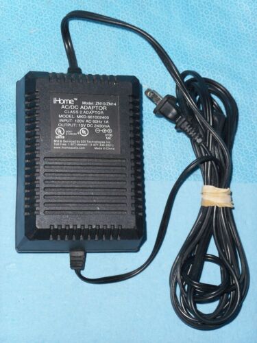 iHome Zune Dock 120V AC 10V 2.4A 2400mA DC Power Adapter ZN10 ZN14 MKD-661002400 - Picture 1 of 2