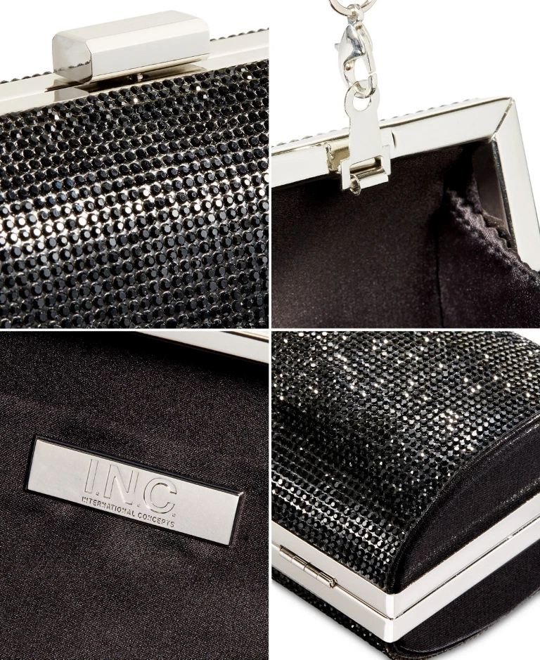 I.n.c. Bandolera clutch International Concepts Ranndi Microstone negra plateada Foto 4 de 4
