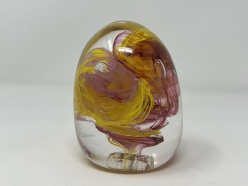 Bay Area Glass Institute Paperweight Stamped BAGI Pink And Yellow - Picture 4 of 19