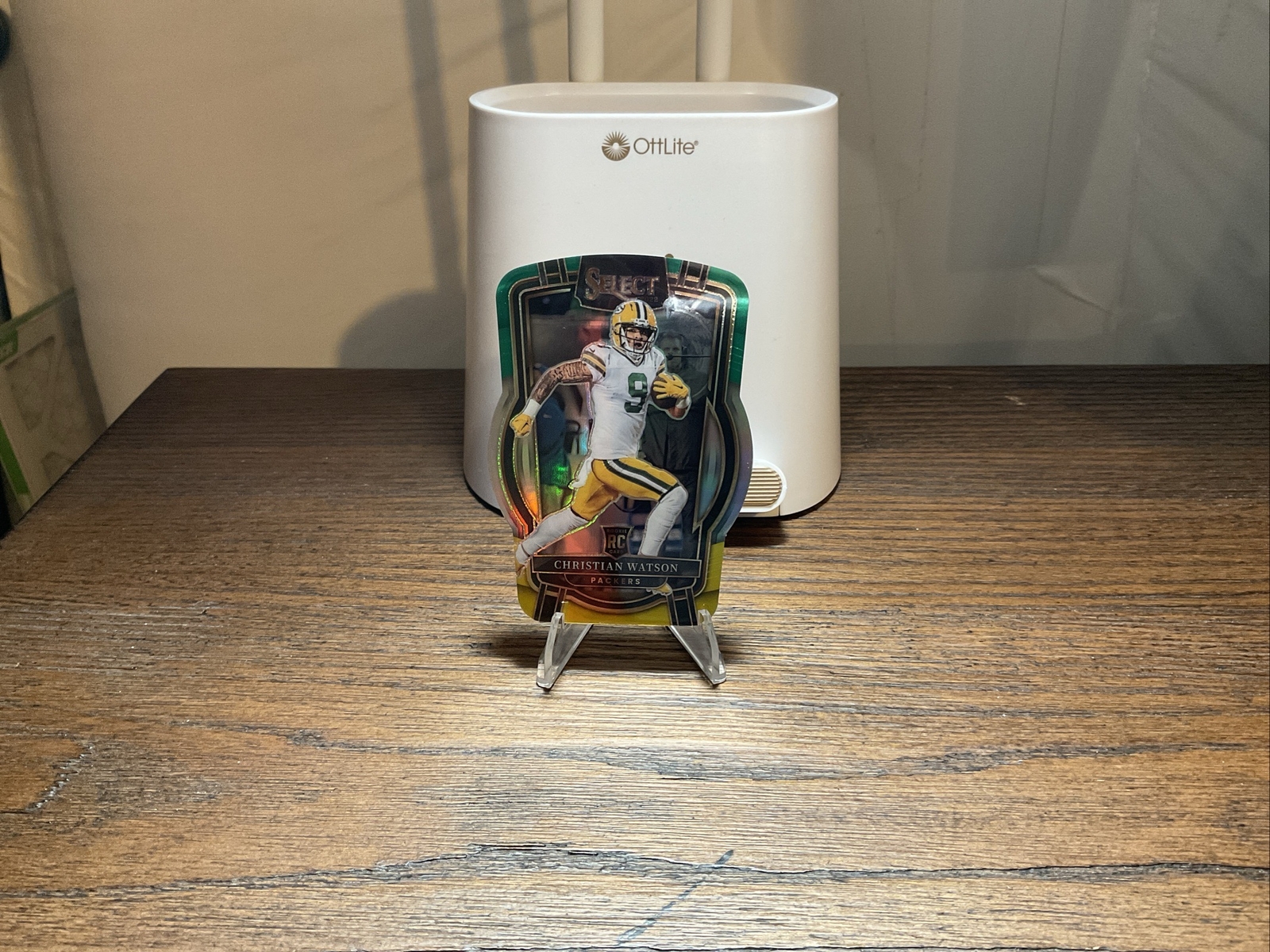 2022 Select Christian Watson Club Level Die Cut Green And Yellow Color Match