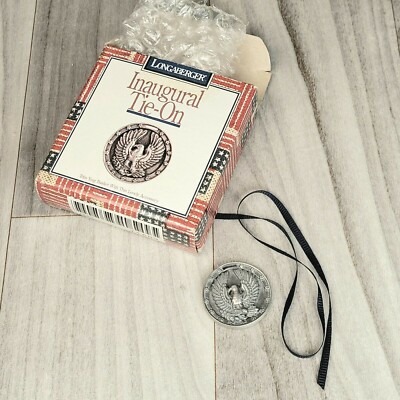 Longaberger Inaugural Tie On, Pewter with American Eagle design 1997 NIB