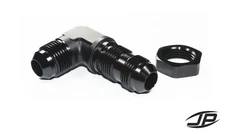3 AN Male to 3 AN Male Bulkhead 90° Adapter With Nut