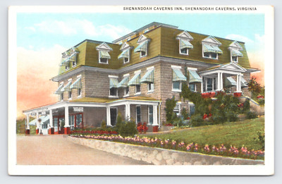 c1940 Shenandoah Caverns Inn VA Postcard, Gas Pump Hotel Valley