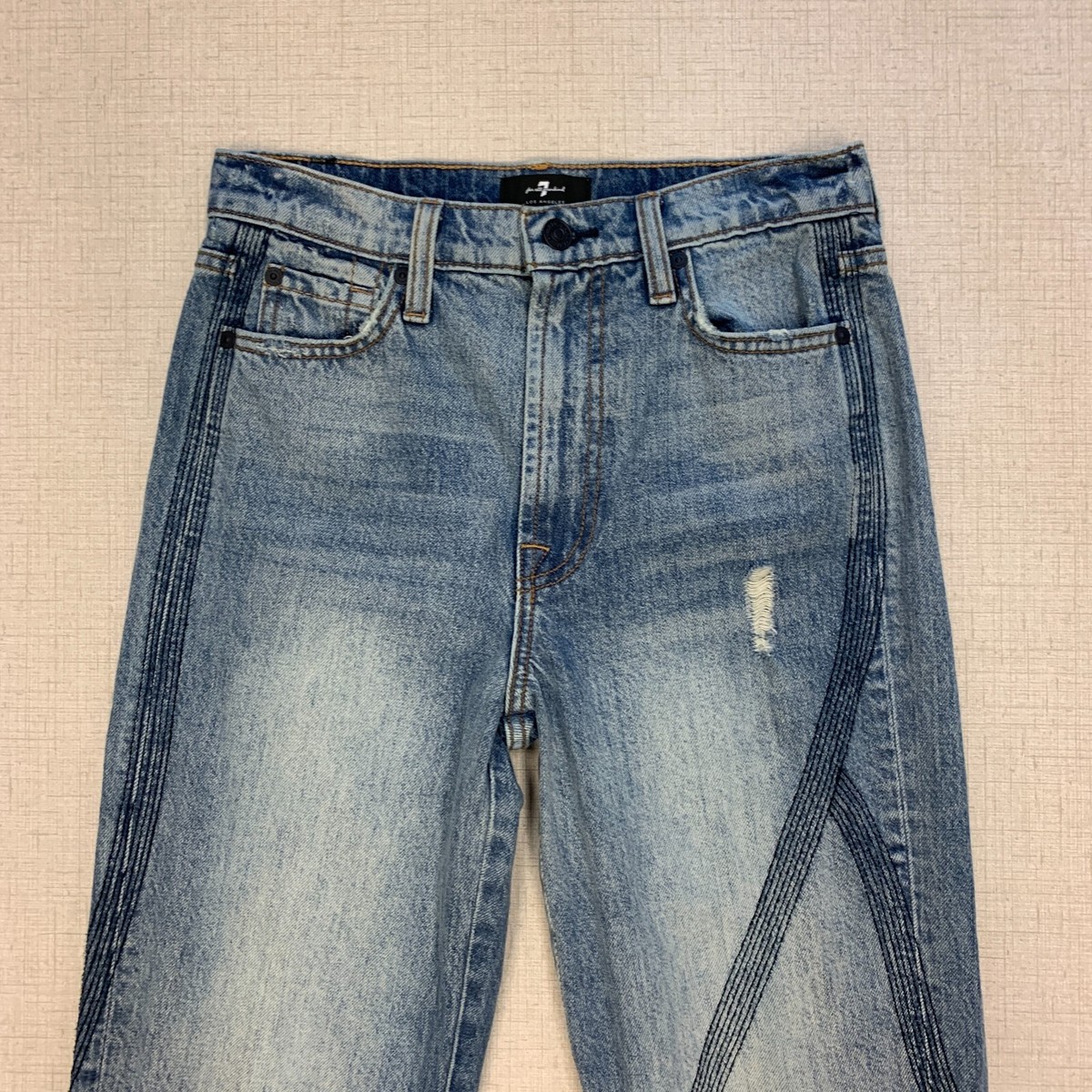 7 For All Mankind High Waist Straight Jeans Womens 25 Denim