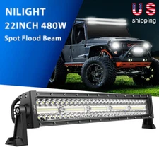 Nilight Triple Row 22Inch 480W Flood Spot Combo Bar Driving Led Off Road for SUV