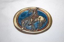 The Great American Belt Buckle Co. #352 Indian Rider & Horse  1982 Preowned