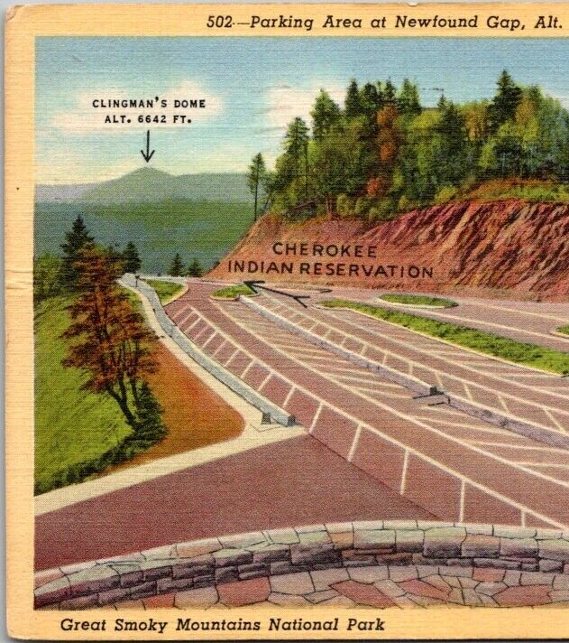 Postcard Newfound Gap Rockefeller Memorial Great Smokey Mts Nat'l Park