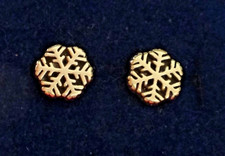 Sterling Silver TINY 8mm Snowflake Snow Studs Earrings