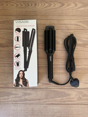   Visage Pro Style   Lockeneisen Große Krepp Wellen Locken Stab Schwarz NEU