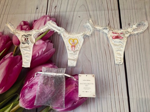 For Love & Lemons Bachelorette Thong Panty Pack $99 Size Small White (3)