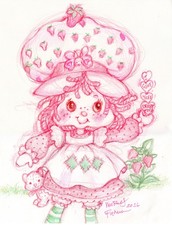Orig Color Pencil Drawing Shortcake & Hearts by Muriel Fahrion 2026