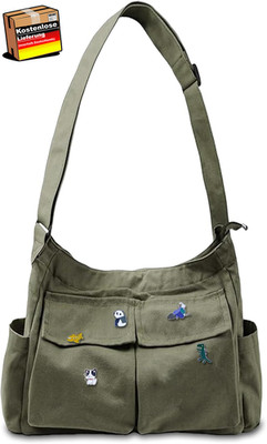 Canvas Messenger Bag Damen Schultertasche Nylon Crossbody Tasche Multi Pocket Ha